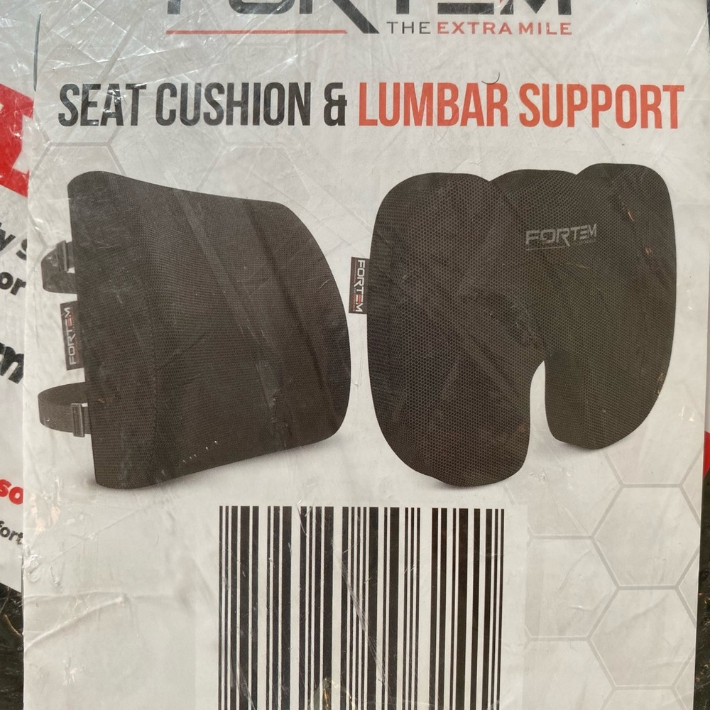 FORTEM LUMBAR SUPPORT & Seat Cushion NWT perfect for Truck Drivers Bla…